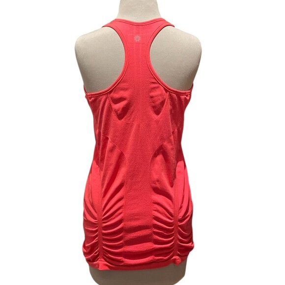 Athleta Fastest Track Ruched Racerback Tank Top Neon Orange, Size XL - Picture 3 of 6